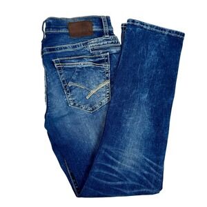 BKE Jake Straight Leg Mens Jeans 36R Medium Wash Blue Heavy Stitch Denim